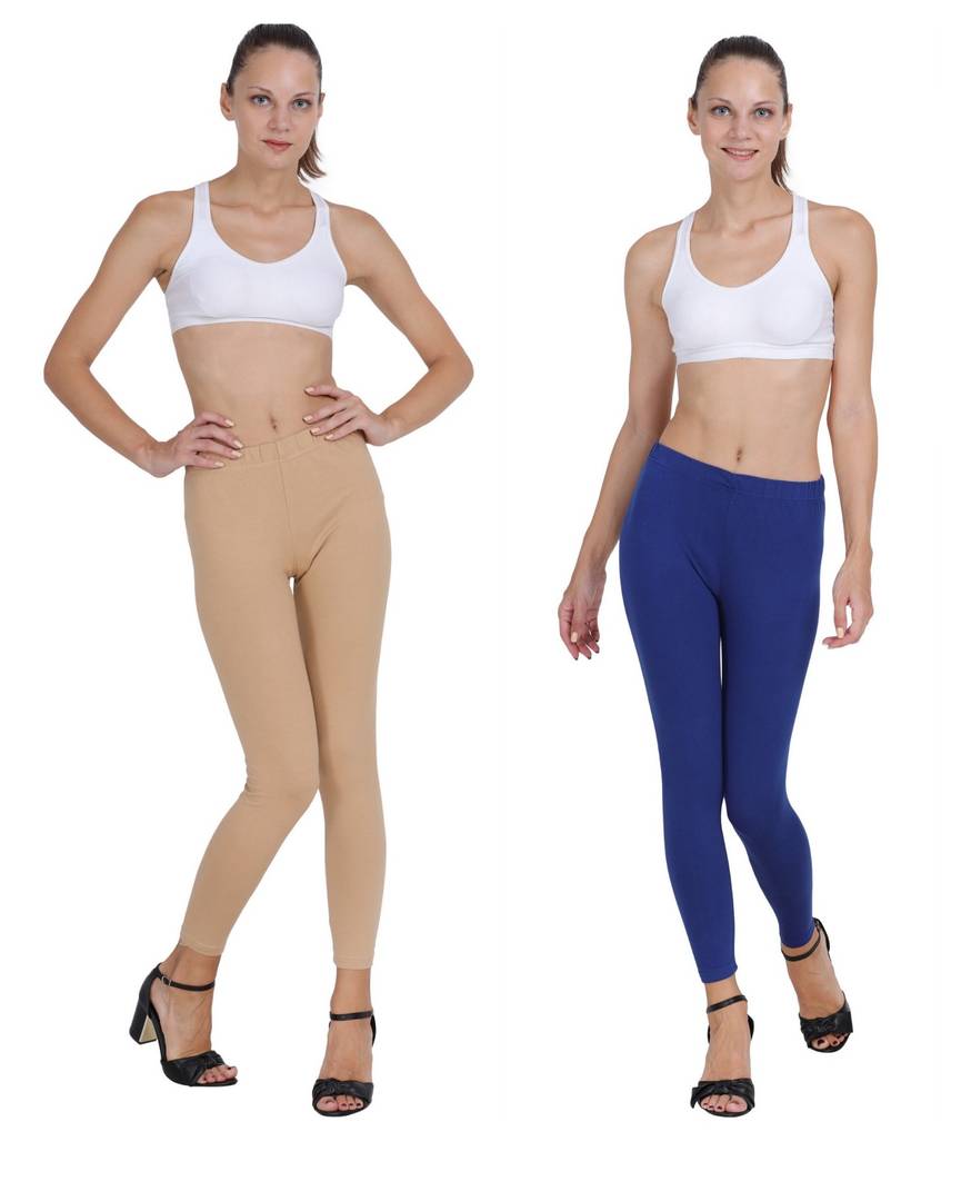 Buy KEX White Blue Solid Cotton Ankle Length Legging Combo Legging Combo  Girls Legging Combo Ankle Legging Combo Online at Best Prices in India -  JioMart.